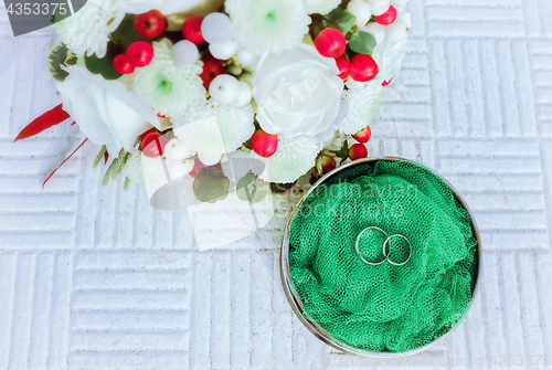 Image of Wedding Engagement Rings With Flowers