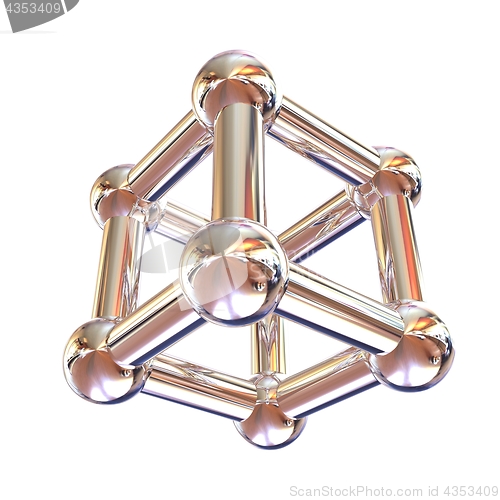 Image of Structural chemical formula and model of molecule, 3d object ill