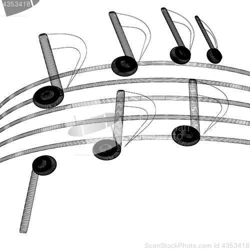 Image of music notes  background. 3D illustration