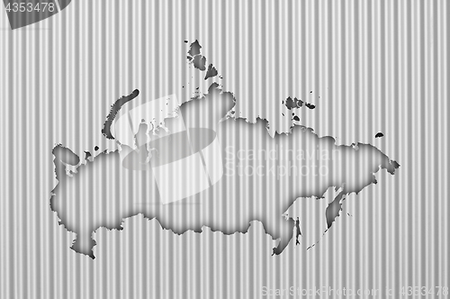 Image of Map of Russia on corrugated iron