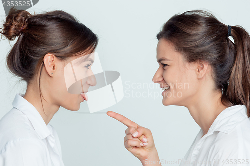 Image of Studio portrait of female twins