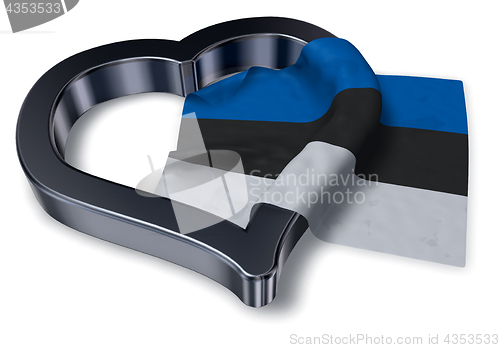 Image of flag of estonia and heart symbol - 3d rendering