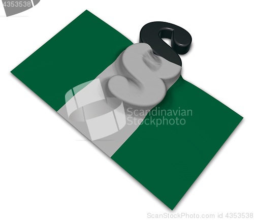 Image of flag of nigeria and paragraph symbol - 3d illustration