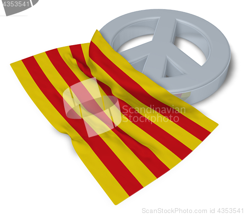 Image of peace symbol and flag of catalonia - 3d rendering