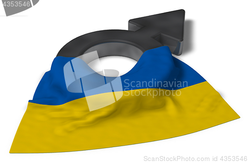 Image of mars symbol and flag of the ukraine - 3d rendering