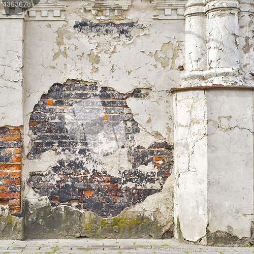 Image of abandoned stucco brick wall background