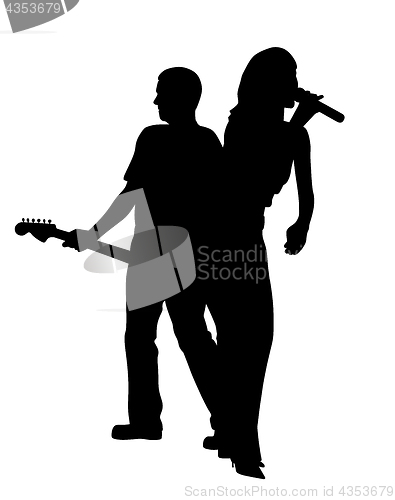 Image of Female singer and male guitar player back to back