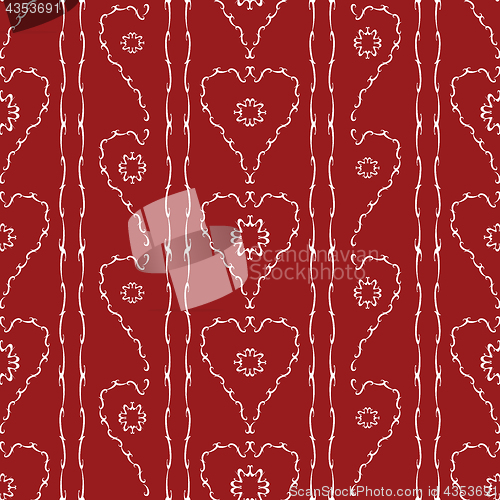Image of Flowers in hearts seamless pattern