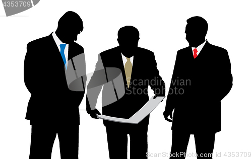 Image of Three businessmen architects or engineers with different tie col
