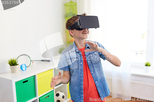 Image of boy in virtual reality headset or 3d glasses