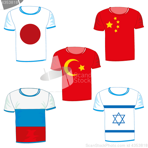 Image of Set from t-shirts with flag