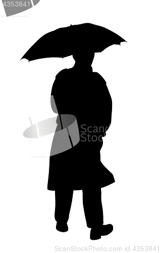 Image of Man in raincoat with umbrella