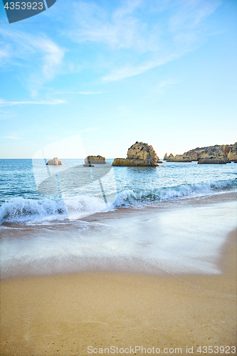 Image of Wiew of Algarve beach and Atlantic Ocean