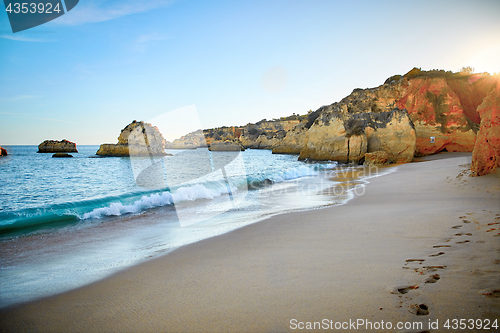 Image of Wiew of Algarve beach and Atlantic Ocean