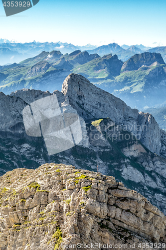 Image of Mountain view from  Mount Saentis, Switzerland , Swiss Alps.