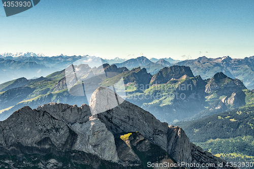 Image of Mountain view from  Mount Saentis, Switzerland , Swiss Alps.