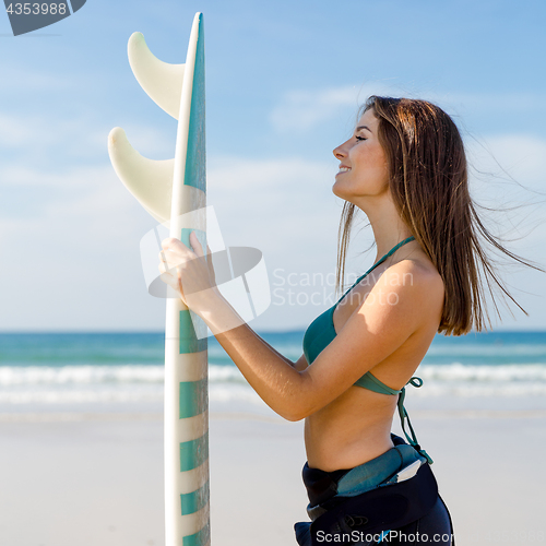 Image of Me, the beach and my surfboard