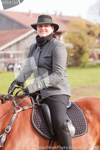 Image of Hundham, Germany, Bavaria 04.11.2017: Leonhardi ride in the Bavarian Hundham