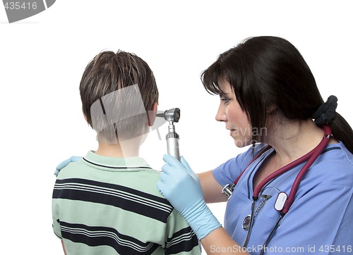 Image of Doctor using otoscope