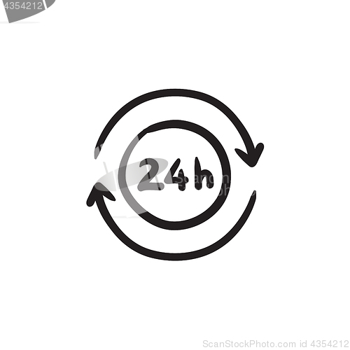 Image of Service 24 hrs sketch icon.