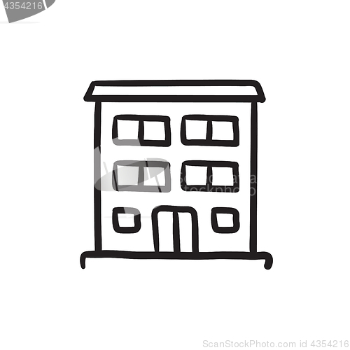 Image of Residential building sketch icon.