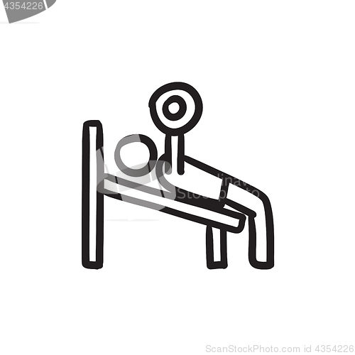 Image of Man lifting barbell sketch icon.