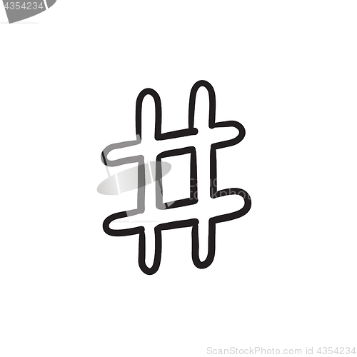 Image of Hashtag symbol sketch icon.