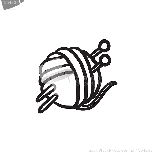 Image of Threads for knitting with spokes sketch icon.