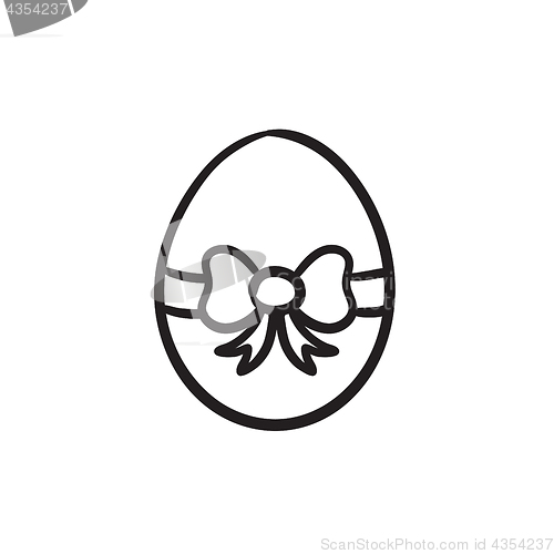 Image of Easter egg with ribbon sketch icon.
