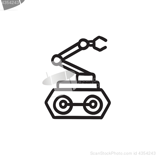 Image of Industrial mechanical robot arm sketch icon.