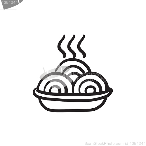 Image of Hot meal in plate sketch icon.