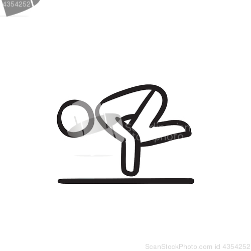 Image of Man practicing yoga sketch icon.