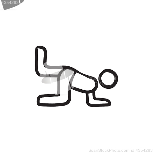 Image of Man exercising buttocks sketch icon.