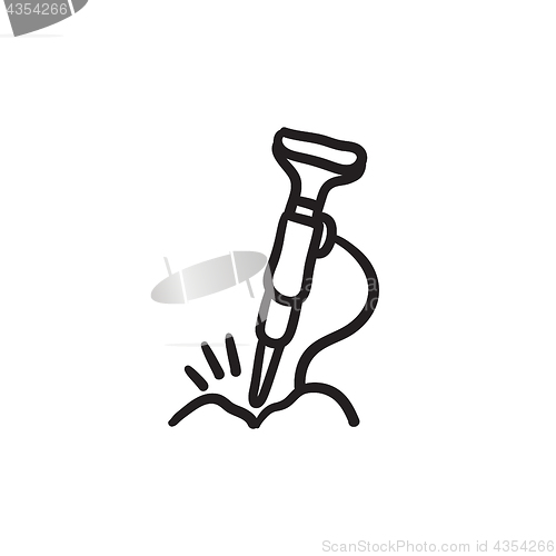 Image of Pneumatic hammer drill sketch icon.