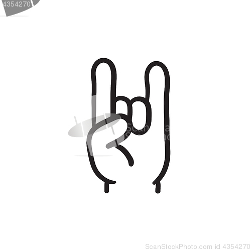 Image of Rock and roll hand sign sketch icon.