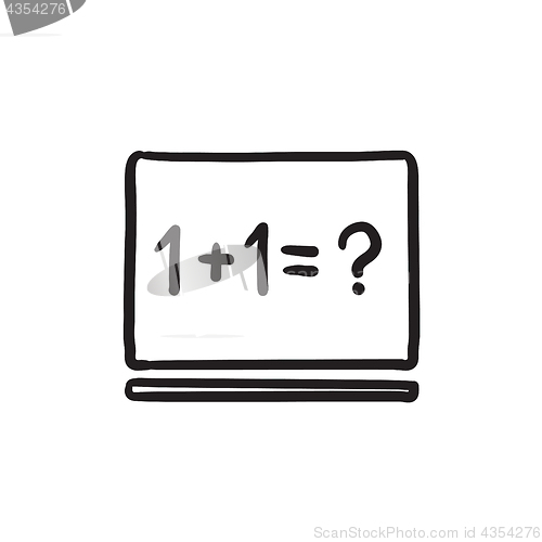 Image of Maths example written on blackboard sketch icon.