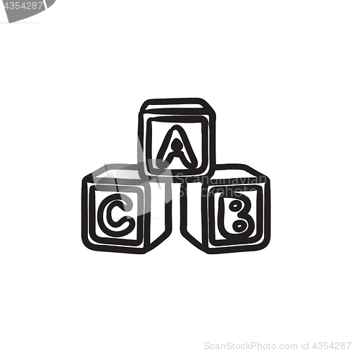 Image of Alphabet cubes sketch icon.