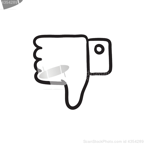 Image of Thumb down hand sign sketch icon.