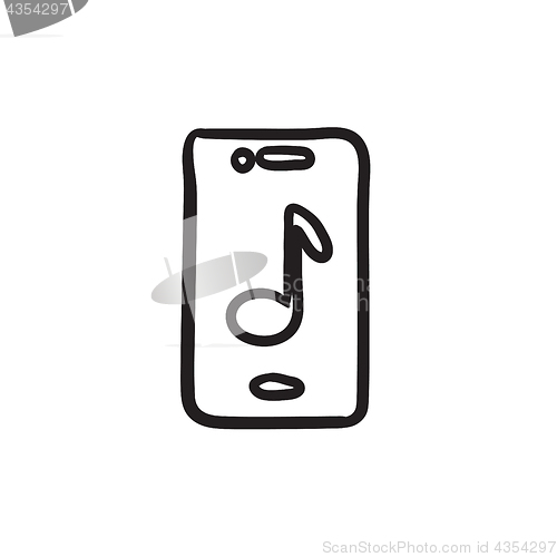 Image of Phone with musical note sketch icon.