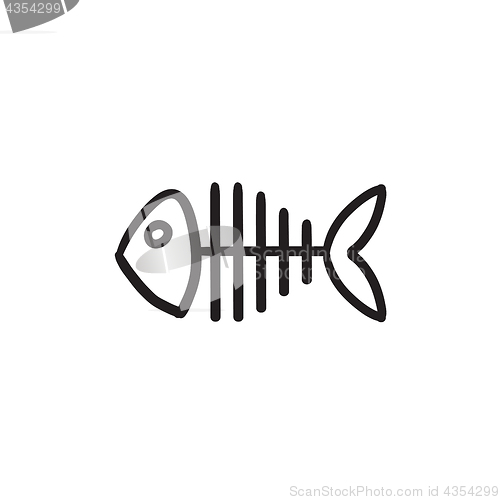 Image of Fish skeleton sketch icon.