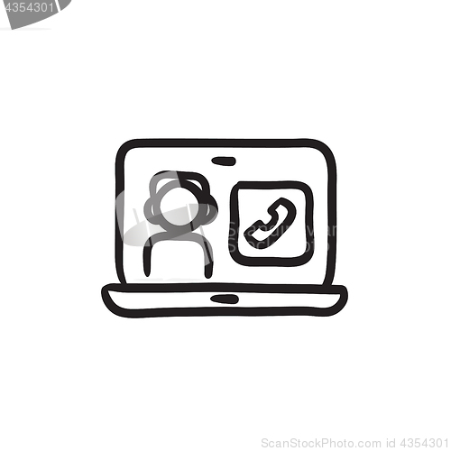 Image of Online education sketch icon.