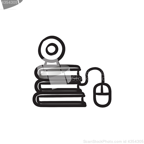 Image of Online education sketch icon.