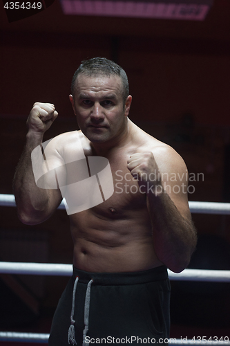 Image of professional kickboxer in the training ring