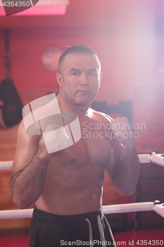 Image of professional kickboxer in the training ring