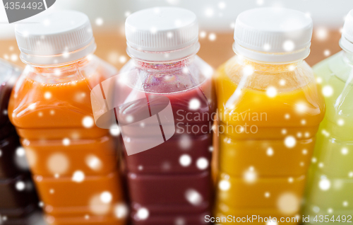 Image of bottles with different fruit or vegetable juices