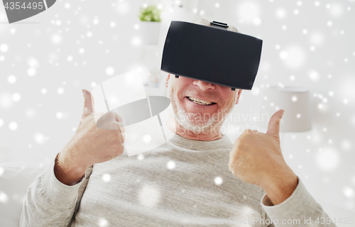 Image of old man in virtual reality headset or glasses