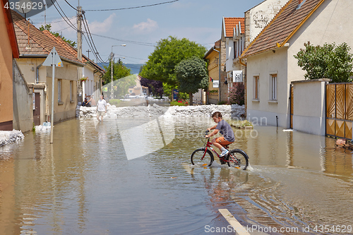 Image of Flooded street and houses