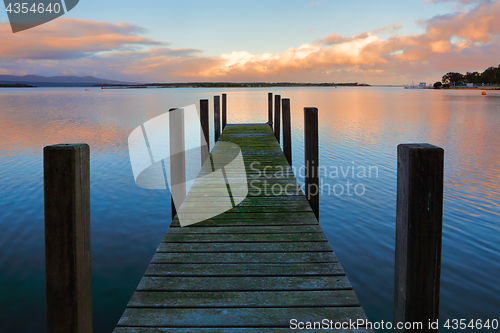 Image of Mossy jetty at sunset