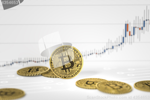 Image of bitcoin coins chart background