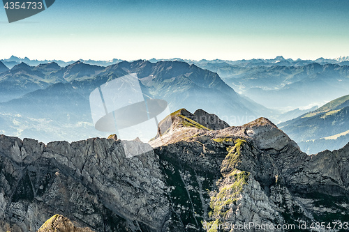 Image of Mountain view from Mount Saentis, Switzerland , Swiss Alps.